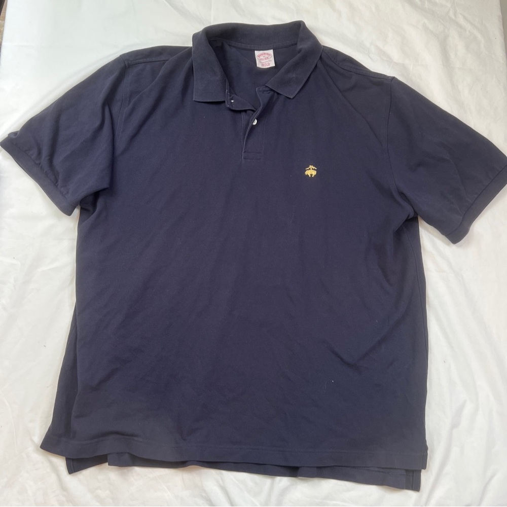 Brooks Brothers Polo Shirt Short Sleeve Mens XL Navy Blue Cotton Stretch A020923